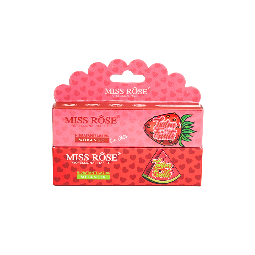 Kit Hidratante Labial Balm Fruits sabores Morango e Melancia - Miss Rôse